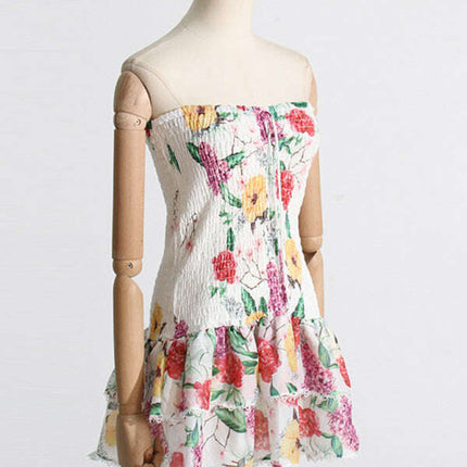 New fashionable and elegant printed halterneck design slim-fitting short dress - Très Elite