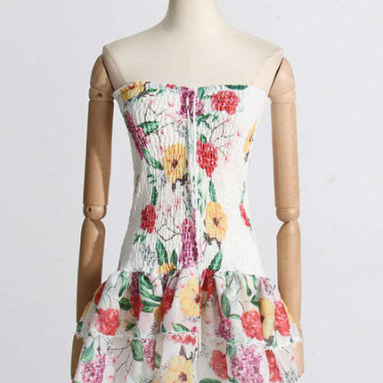New fashionable and elegant printed halterneck design slim-fitting short dress - Très Elite
