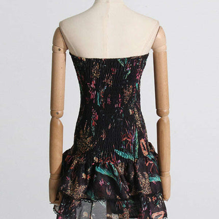 New fashionable and elegant printed halterneck design slim-fitting short dress - Très Elite
