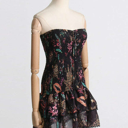 New fashionable and elegant printed halterneck design slim-fitting short dress - Très Elite