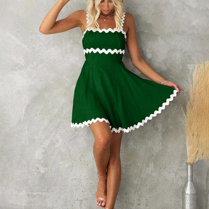 New fresh and sweet solid color sexy suspender short dress - Très Elite