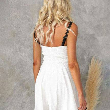 New fresh and sweet solid color sexy suspender short dress - Très Elite