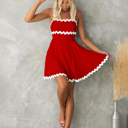 New fresh and sweet solid color sexy suspender short dress - Très Elite