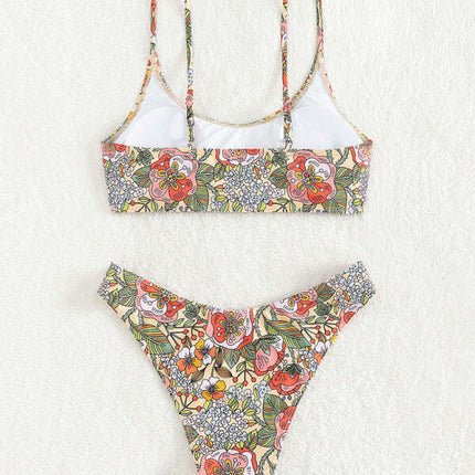 New holiday retro printed tube top high waist bikini - Très Elite