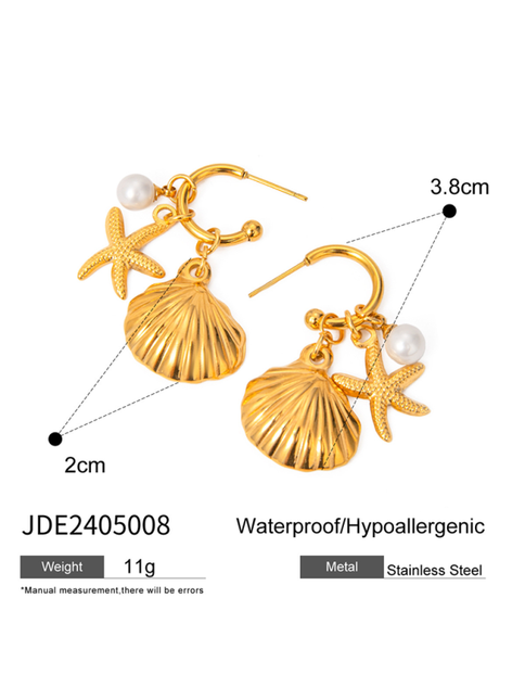 New ocean series accessories fashionable and versatile starfish shell pearl earrings..