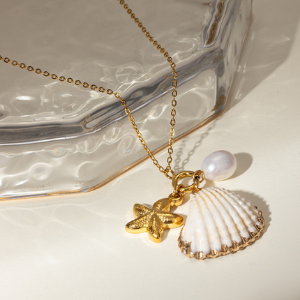New ocean series pearl accessories, fashionable and versatile starfish shell necklaces and necklaces - Très Elite