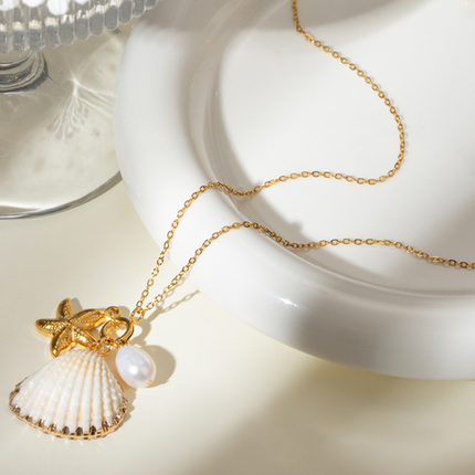 New ocean series pearl accessories, fashionable and versatile starfish shell necklaces and necklaces - Très Elite