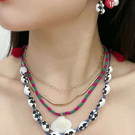New shell detachable stacked beaded necklace