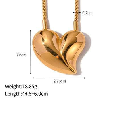 New simple 18K gold non-fading large heart-shaped earrings/necklace - Très Elite