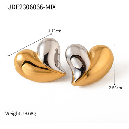 New simple 18K gold non-fading large heart-shaped earrings/necklace - Très Elite