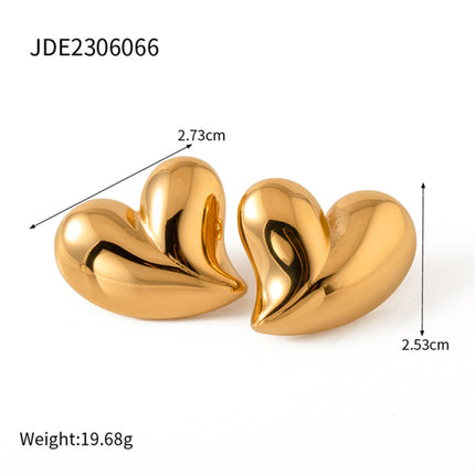 New simple 18K gold non-fading large heart-shaped earrings/necklace - Très Elite