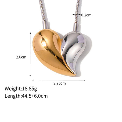 New simple 18K gold non-fading large heart-shaped earrings/necklace - Très Elite