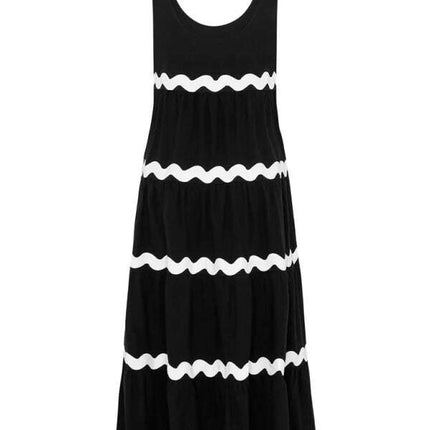 New simple u-shaped collar corrugated tube top solid color A-line suspender skirt - Très Elite