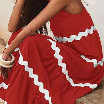 New simple u-shaped collar corrugated tube top solid color A-line suspender skirt - Très Elite