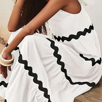New simple u-shaped collar corrugated tube top solid color A-line suspender skirt - Très Elite