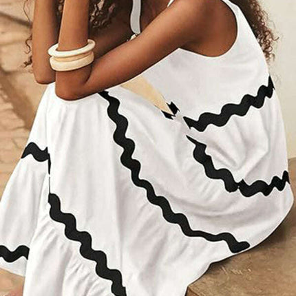 New simple u-shaped collar corrugated tube top solid color A-line suspender skirt - Très Elite