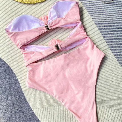New solid color sexy three-dimensional flower one-piece swimsuit - Très Elite