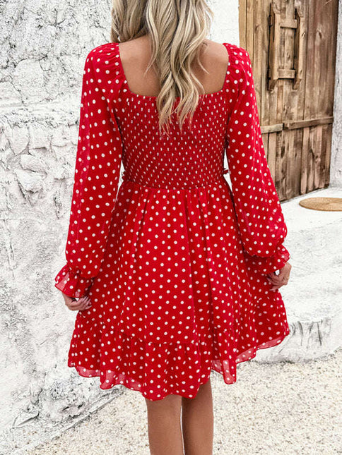 New spring and summer temperament casual polka dot dress