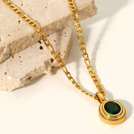 New stainless steel jewelry cubic zirconia oval pendant necklace