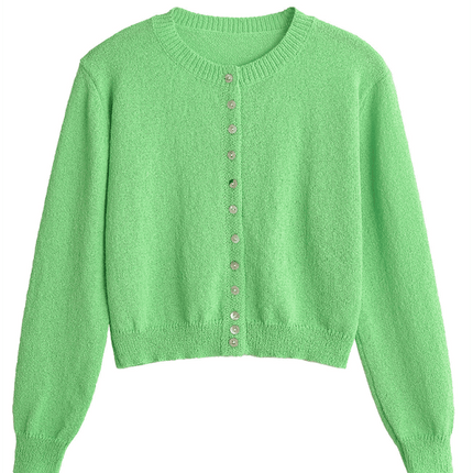 New street fashion round neck simple knitted jacket