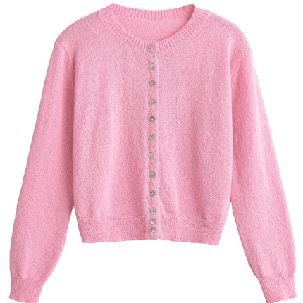 New street fashion round neck simple knitted jacket