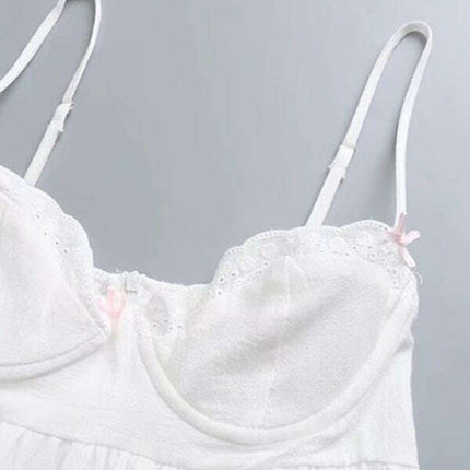 New style lace splicing suspenders sexy low-cut slim A-line short dress - Très Elite