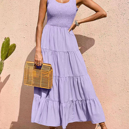 New suspender skirt pleated stitching A-line large hem dress - Très Elite