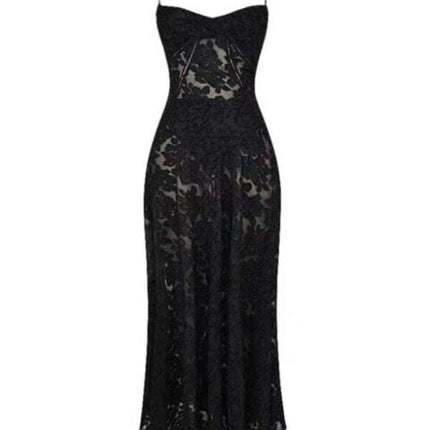 New sweet high-waisted flower-cut suspender dress - Très Elite
