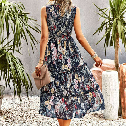 New women's printed A-line skirt sundress - Très Elite