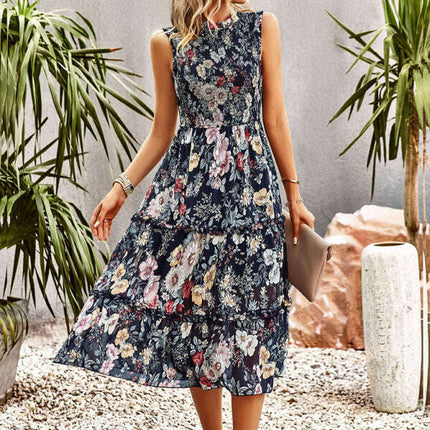 New women's printed A-line skirt sundress - Très Elite
