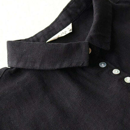 New women's simple loose three-quarter sleeve lapel shirt dress - Très Elite