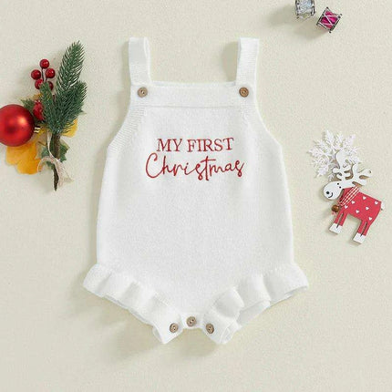 Newborn Baby Girl Ruffle Sleeve Knit Bodysuit with Letter Print for 0-18 Months - Très Elite