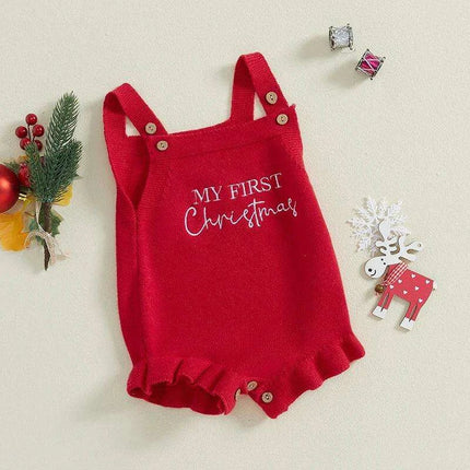 Newborn Baby Girl Ruffle Sleeve Knit Bodysuit with Letter Print for 0-18 Months - Très Elite