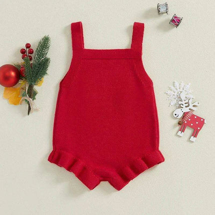 Newborn Baby Girl Ruffle Sleeve Knit Bodysuit with Letter Print for 0-18 Months - Très Elite