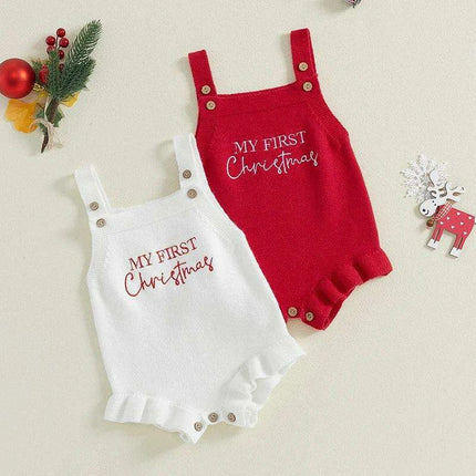 Newborn Baby Girl Ruffle Sleeve Knit Bodysuit with Letter Print for 0-18 Months - Très Elite