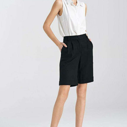 Nife Chic Linen Blend Knee Length Trousers For Women