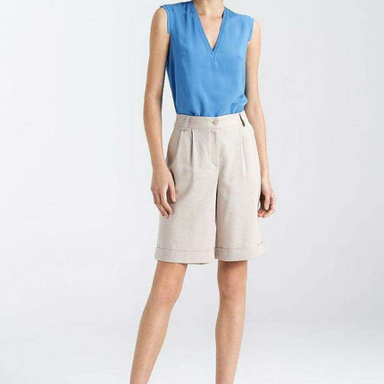 Nife Chic Linen Blend Knee Length Trousers For Women - Très Elite