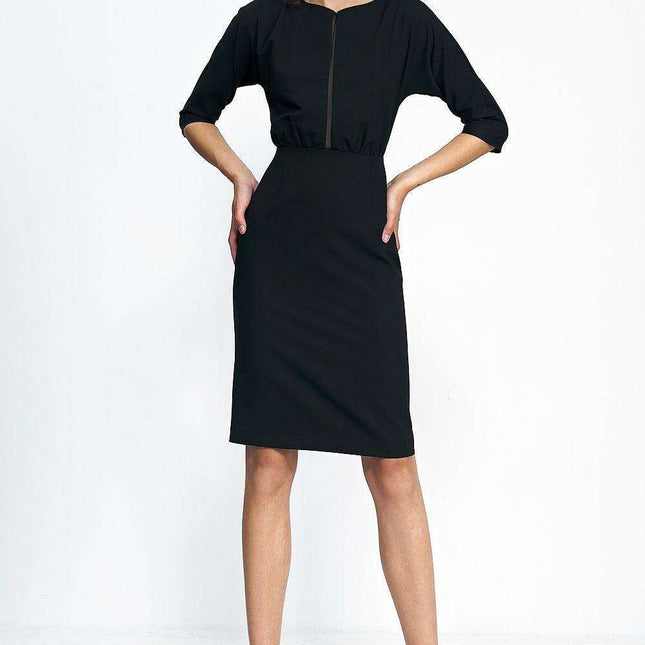 Nife Elegant Evening Gown With Tulle Insert And Bat Sleeves