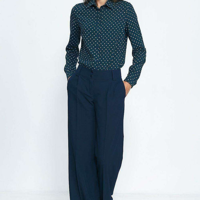 Nife Green Pea Viscose Shirt With Chic Collar Long Sleeves