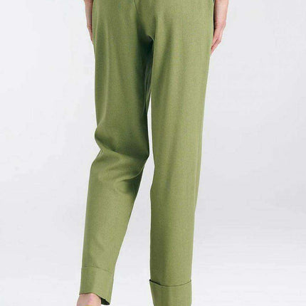 Nife Womens Effortlessly Chic Green Straight Leg Trousers - Très Elite