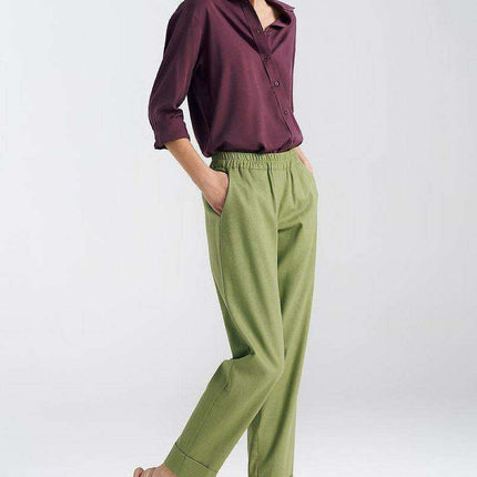 Nife Womens Effortlessly Chic Green Straight Leg Trousers - Très Elite