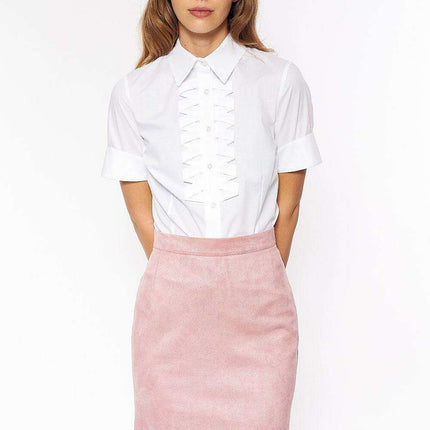 Nife Womens Elegant Pleated Short Sleeve Cotton Top