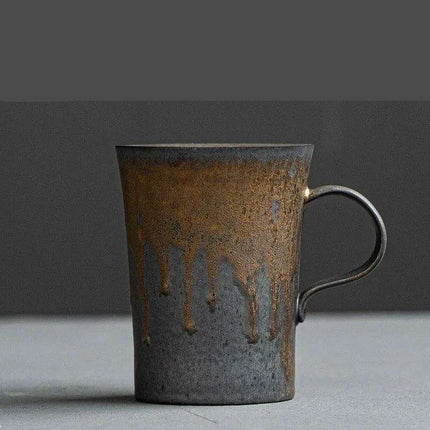 Nordic Charm Ceramic Coffee Mug with Hanging Ear and Gilt Couple Design - Très Elite