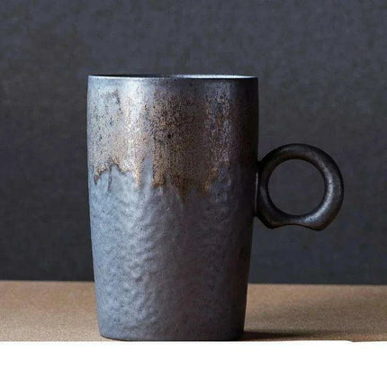 Nordic Charm Ceramic Coffee Mug with Hanging Ear and Gilt Couple Design - Très Elite