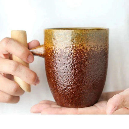 Nordic Charm Ceramic Coffee Mug with Hanging Ear and Gilt Couple Design - Très Elite