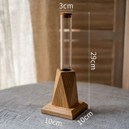 Nordic Chic Glass Test Tube Vase Collection with Wooden Stand - Stylish Hydroponic Plant Display- Très Elite- Très Elite