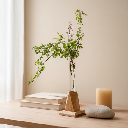 Nordic Chic Glass Test Tube Vase Collection with Wooden Stand
