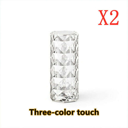 Nordic Crystal Lamp USB Table Lamps Bedroom Touch Dimming Atmosphere Diamond Night Light Rose Projector Lamp Decor - Très Elite