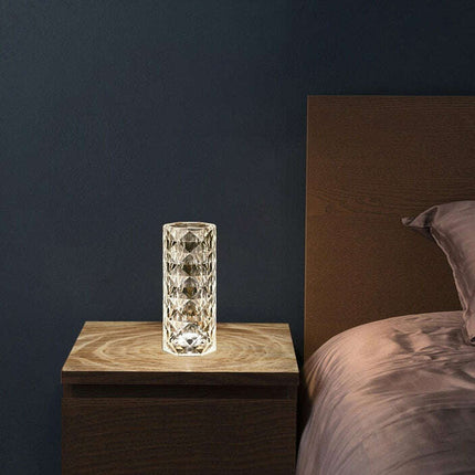 Nordic Crystal Lamp USB Table Lamps Bedroom Touch Dimming Atmosphere Diamond Night Light Rose Projector Lamp Decor - Très Elite