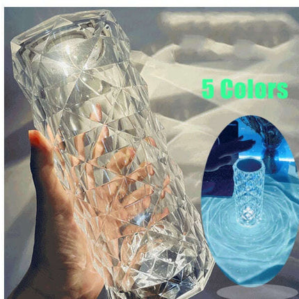 Nordic Crystal Lamp USB Table Lamps Bedroom Touch Dimming Atmosphere Diamond Night Light Rose Projector Lamp Decor - Très Elite